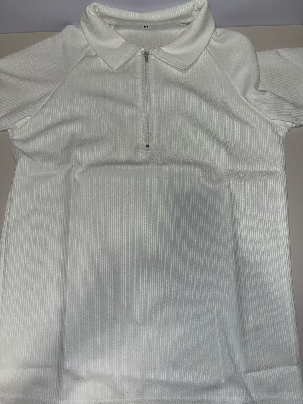 Men's White Zip Polo Shirt